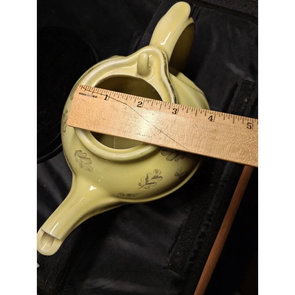 Hall China Vintage Yellow Swirl Teapot 799 Oak Leaf Acorn 6 Cup Made in USA